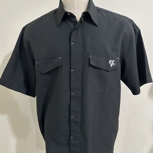 Race Face Black Short Sleeve Cycling Snap Front Embroidered Shirt Men's L